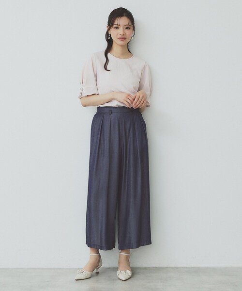index(インデックス)の「シャンブレータックスカーチョ【接触冷感/洗濯機洗い可】(その他パンツ・レディース・ネイビー/ブルー系その他・40/36/38/42)」の14枚目の写真