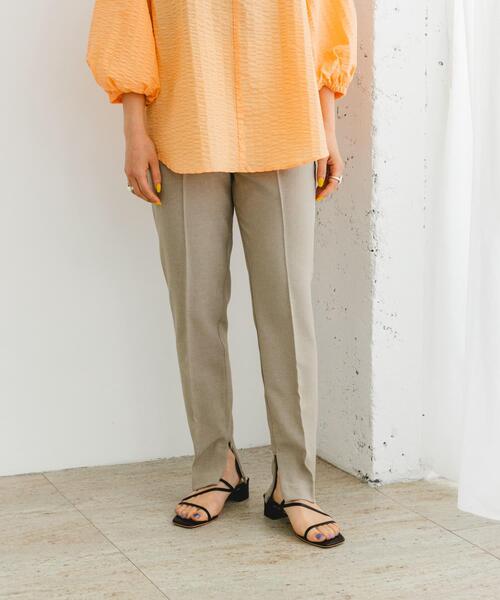 F by ROSSO（エフバイロッソ）の「『UR TECH DRYLUXE』F by ROSSO　センタープレスストレートパンツ（その他パンツ・レディース・ブラック/モカ/ベージュ・34/36/38）」の7枚目の写真