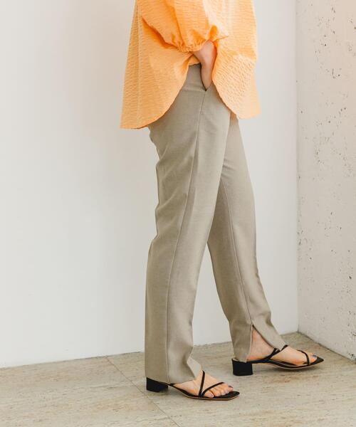 F by ROSSO（エフバイロッソ）の「『UR TECH DRYLUXE』F by ROSSO　センタープレスストレートパンツ（その他パンツ・レディース・ブラック/モカ/ベージュ・34/36/38）」の8枚目の写真