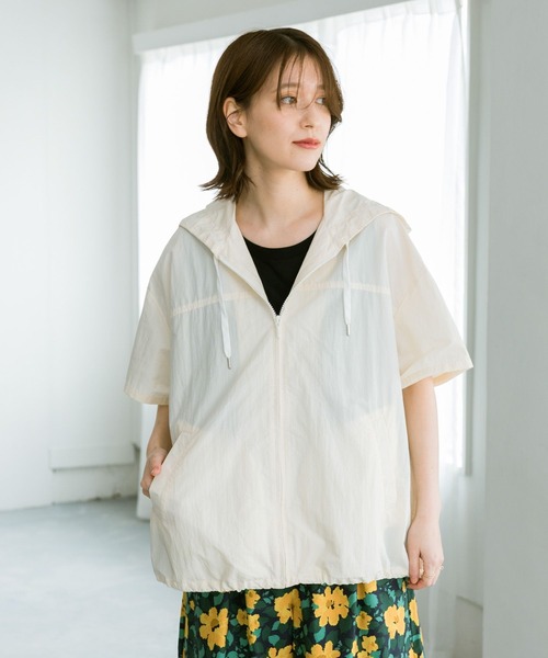 セール】ハーフスリーブジップフーディ（ナイロンジャケット）｜studio