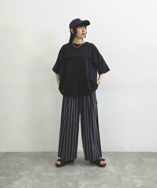 ニコアンドMODE NORM CORE2WAY天竺フリルプルオーバーグレーL新品 niko and… tシャツ 「MODE NORM CORE」2WAY天竺フリルプル