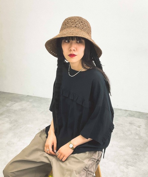 niko and...（ニコアンド）の「【MODE NORM CORE】2WAY天竺フリルプルオーバー（Tシャツ/カットソー・レディース・ブラック/ホワイト/ライトグレー・MEDIUM/LARGE）」の13枚目の写真