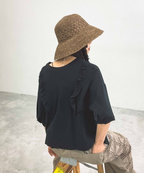 niko and...（ニコアンド）の「【MODE NORM CORE】2WAY天竺フリルプルオーバー（Tシャツ/カットソー・レディース・ブラック/ホワイト/ライトグレー・MEDIUM/LARGE）」の12枚目の写真