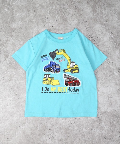 DILASH(ディラッシュ)の「働く車半袖Tシャツ(Tシャツ/カットソー・キッズ・キナリ/ターコイズブルー・80/90/100/110/120/130/140)」の2枚目の写真