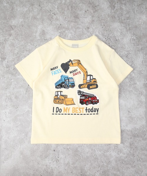 DILASH(ディラッシュ)の「働く車半袖Tシャツ(Tシャツ/カットソー・キッズ・キナリ/ターコイズブルー・80/90/100/110/120/130/140)」の1枚目の写真