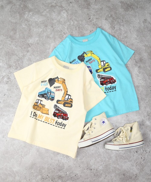 DILASH(ディラッシュ)の「働く車半袖Tシャツ(Tシャツ/カットソー・キッズ・キナリ/ターコイズブルー・80/90/100/110/120/130/140)」の4枚目の写真