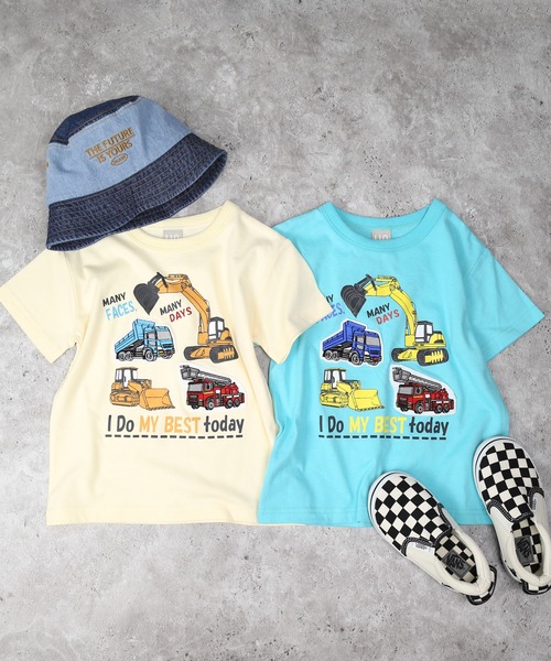 DILASH(ディラッシュ)の「働く車半袖Tシャツ(Tシャツ/カットソー・キッズ・キナリ/ターコイズブルー・80/90/100/110/120/130/140)」の5枚目の写真
