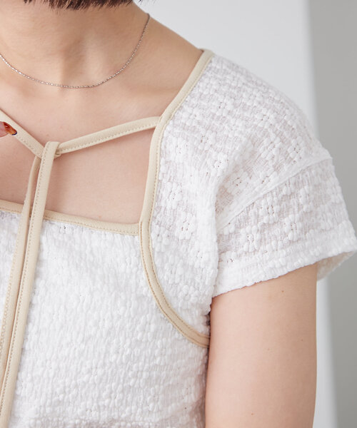 mystic（ミスティック）の「配色チョーカーカットソー（Tシャツ/カットソー・レディース・ブラック/オフホワイト/ブルー/ホワイト/イエロー・FREE）」の9枚目の写真