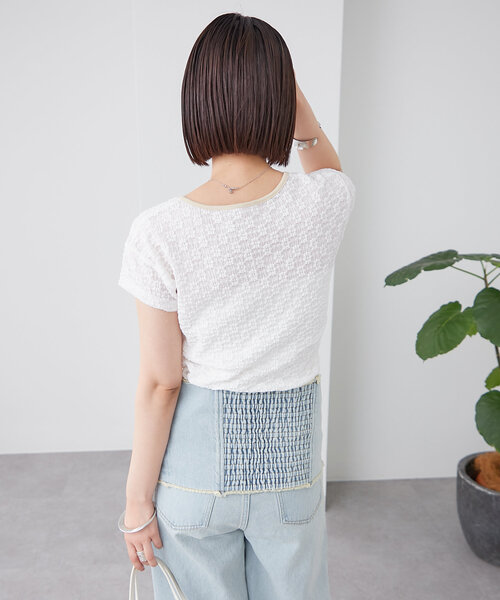 mystic（ミスティック）の「配色チョーカーカットソー（Tシャツ/カットソー・レディース・ブラック/オフホワイト/ブルー/ホワイト/イエロー・FREE）」の11枚目の写真