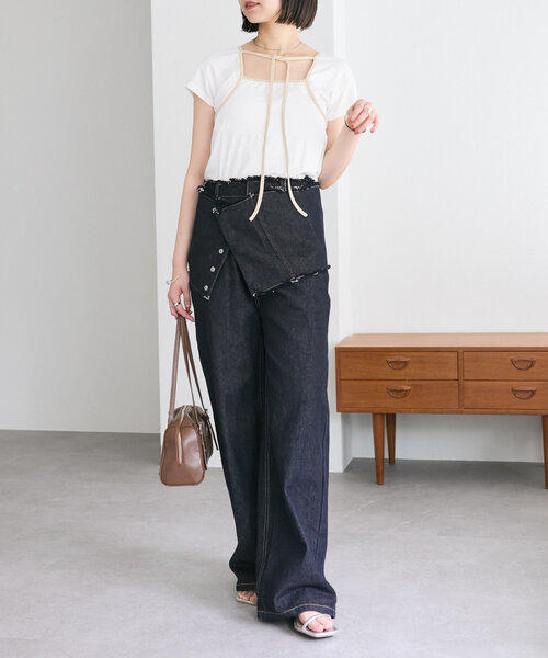 mystic（ミスティック）の「配色チョーカーカットソー（Tシャツ/カットソー・レディース・ブラック/オフホワイト/ブルー/ホワイト/イエロー・FREE）」の16枚目の写真