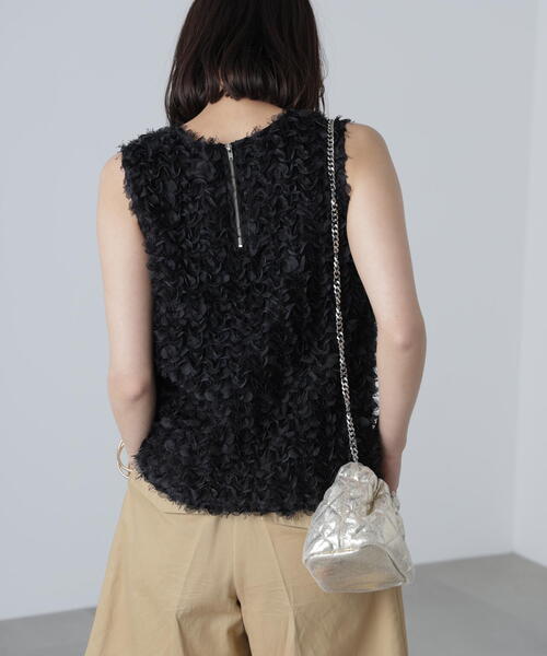 FREE'S MART（フリーズマート）の「◆シャギーフリルノースリーブブラウス（シャツ/ブラウス・レディース・ブラック/ホワイト・FREE）」の9枚目の写真