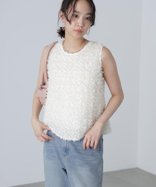 FREE'S MART（フリーズマート）の「◆シャギーフリルノースリーブブラウス（シャツ/ブラウス・レディース・ブラック/ホワイト・FREE）」の16枚目の写真