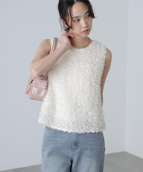 FREE'S MART（フリーズマート）の「◆シャギーフリルノースリーブブラウス（シャツ/ブラウス・レディース・ブラック/ホワイト・FREE）」の17枚目の写真