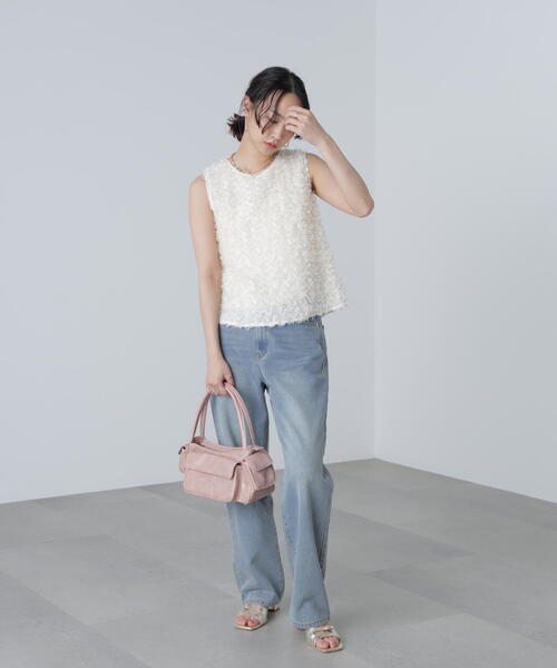 FREE'S MART（フリーズマート）の「◆シャギーフリルノースリーブブラウス（シャツ/ブラウス・レディース・ブラック/ホワイト・FREE）」の19枚目の写真