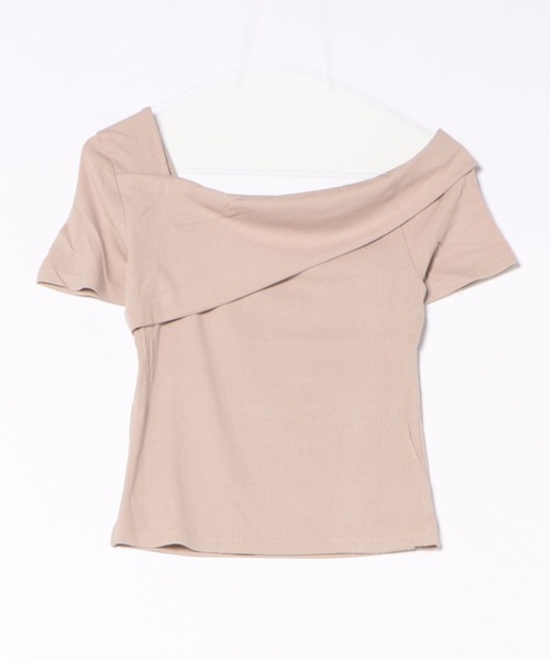 Lace Ladies(レースレディース)の「ワンショルダー アシンメトリー 半袖 リブ Tシャツ(Tシャツ/カットソー・レディース・ベージュ/ホワイト/ブラック・M)」の21枚目の写真