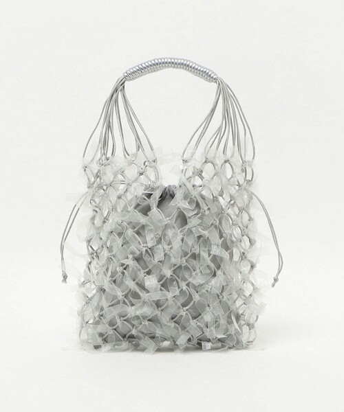 green label relaxing（グリーンレーベルリラクシング）の「チュールテープ メッシュ バッグ（トートバッグ・レディース・ライトグレー・FREE）」の3枚目の写真