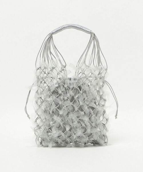 green label relaxing（グリーンレーベルリラクシング）の「チュールテープ メッシュ バッグ（トートバッグ・レディース・ライトグレー・FREE）」の5枚目の写真