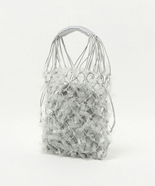 green label relaxing（グリーンレーベルリラクシング）の「チュールテープ メッシュ バッグ（トートバッグ・レディース・ライトグレー・FREE）」の6枚目の写真