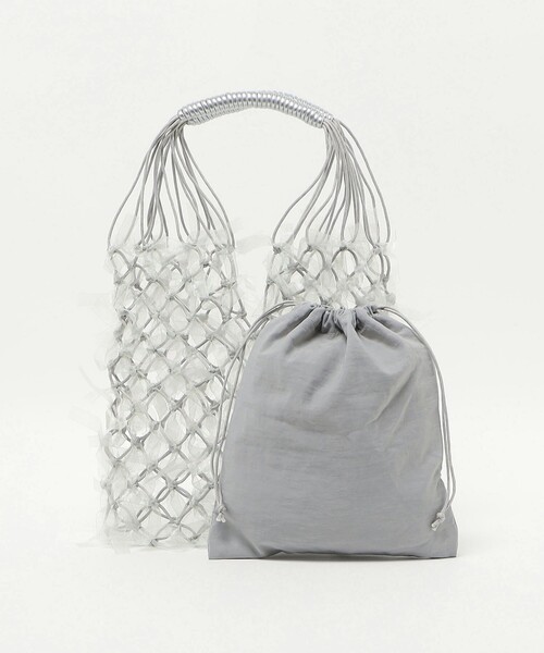 green label relaxing（グリーンレーベルリラクシング）の「チュールテープ メッシュ バッグ（トートバッグ・レディース・ライトグレー・FREE）」の13枚目の写真