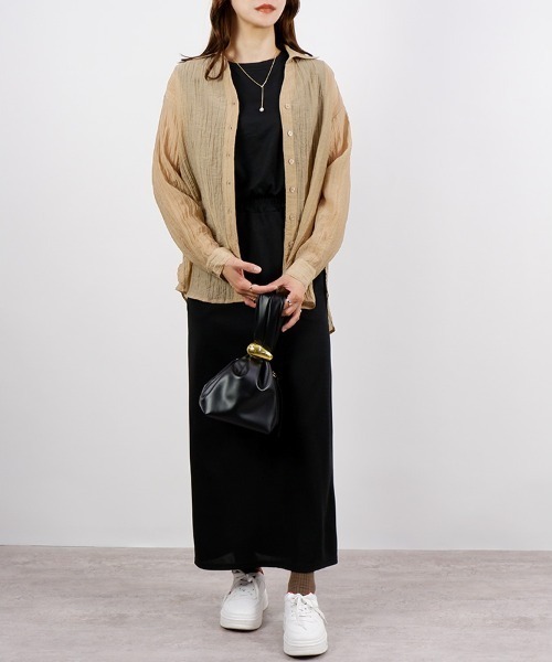 CLOTHY(クロシィ)の「【涼し気なIラインタイトスカート】フクレタイトロングスカート(スカート・レディース・ブラウン/チャコールグレー/ブラック・MEDIUM)」の22枚目の写真