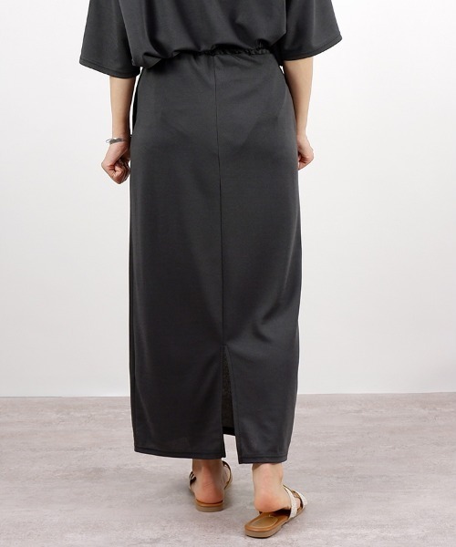 美品✨慈雨　ロングスカート　ブラック　グレー セール】【涼し気なIラインタイトスカート】フクレタイトロング