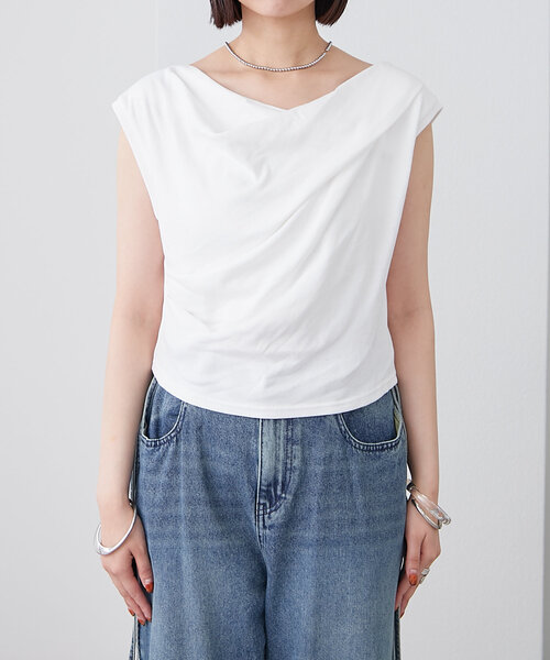 mystic(ミスティック)の「オフショルフレンチTシャツ(Tシャツ/カットソー・レディース・ブラック/オフホワイト/グレー/ブルー・FREE/2)」の12枚目の写真
