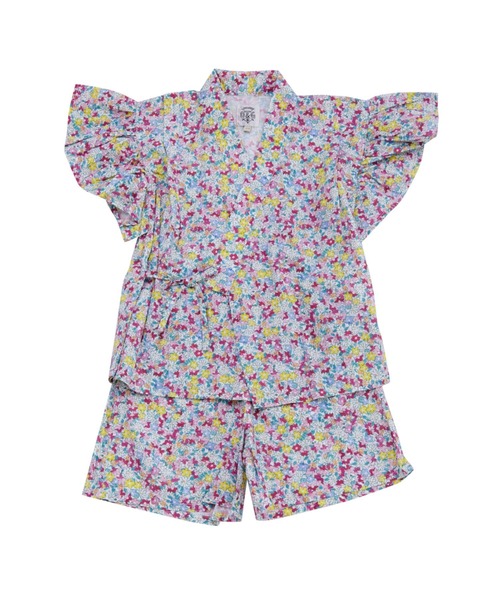 Ocean&Ground（オーシャン&グラウンド）の「GIRL'Sﾌﾘﾙｽﾘｰﾌﾞ甚平ｽｰﾂ（浴衣・キッズ・ピンク/ブルー・90/110/120/130/80/100）」の2枚目の写真
