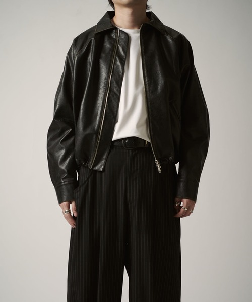 グランジシンセティックレザーバルーンブルゾン（ブルゾン）｜Lui's