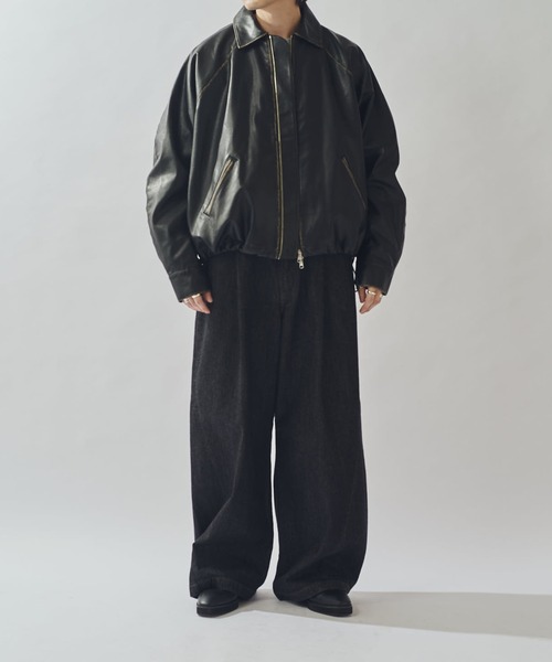 グランジシンセティックレザーバルーンブルゾン（ブルゾン）｜Lui's