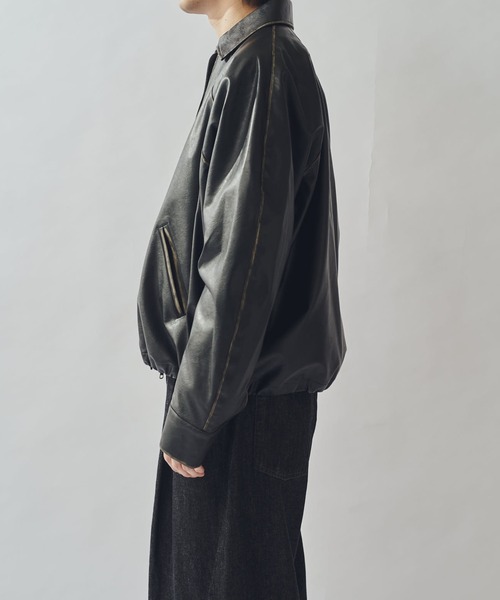 グランジシンセティックレザーバルーンブルゾン（ブルゾン）｜Lui's