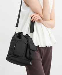 Honeys | 【非フッ素撥水加工】アウトポケット巾着バッグ(ハンドバッグ)