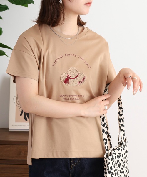BRODIAEA(ブローディア)の「BRODIAEA プレミアムコットンTシャツ(Tシャツ/カットソー・レディース・サックスブルー/ブラック/モスグリーン/キャメル/オフホワイト/ピンク・40)」の5枚目の写真