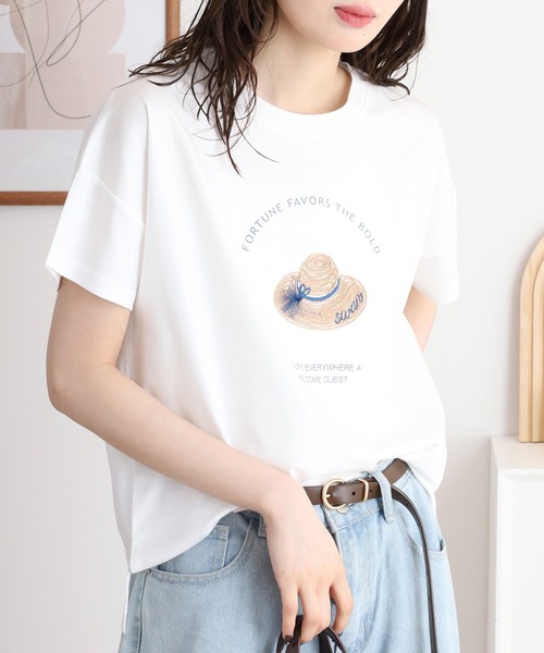 BRODIAEA(ブローディア)の「BRODIAEA プレミアムコットンTシャツ(Tシャツ/カットソー・レディース・サックスブルー/ブラック/モスグリーン/キャメル/オフホワイト/ピンク・40)」の14枚目の写真