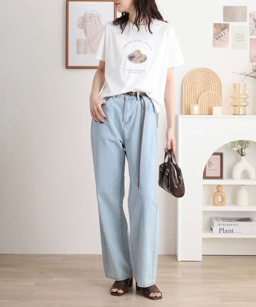 BRODIAEA(ブローディア)の「BRODIAEA プレミアムコットンTシャツ(Tシャツ/カットソー・レディース・サックスブルー/ブラック/モスグリーン/キャメル/オフホワイト/ピンク・40)」の18枚目の写真