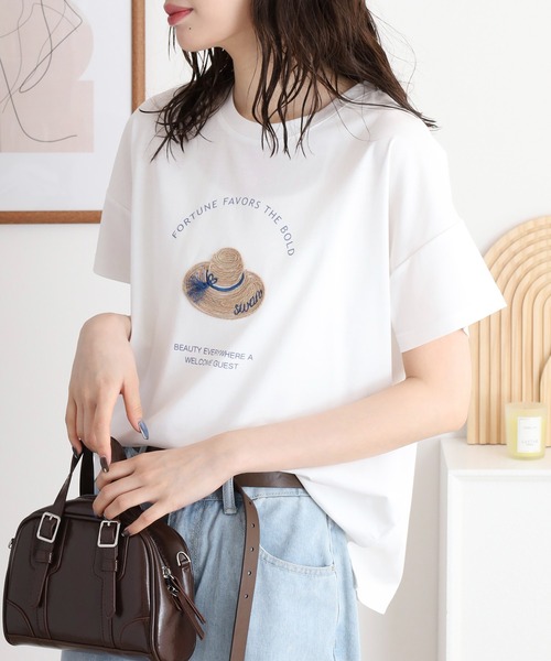 BRODIAEA(ブローディア)の「BRODIAEA プレミアムコットンTシャツ(Tシャツ/カットソー・レディース・サックスブルー/ブラック/モスグリーン/キャメル/オフホワイト/ピンク・40)」の15枚目の写真