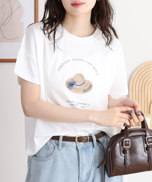 BRODIAEA(ブローディア)の「BRODIAEA プレミアムコットンTシャツ(Tシャツ/カットソー・レディース・サックスブルー/ブラック/モスグリーン/キャメル/オフホワイト/ピンク・40)」の16枚目の写真