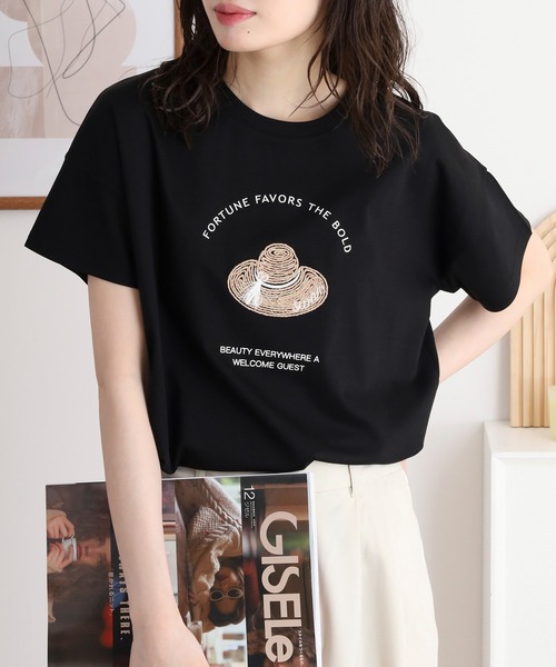 BRODIAEA(ブローディア)の「BRODIAEA プレミアムコットンTシャツ(Tシャツ/カットソー・レディース・サックスブルー/ブラック/モスグリーン/キャメル/オフホワイト/ピンク・40)」の21枚目の写真