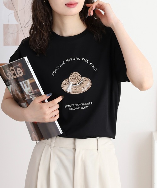 BRODIAEA(ブローディア)の「BRODIAEA プレミアムコットンTシャツ(Tシャツ/カットソー・レディース・サックスブルー/ブラック/モスグリーン/キャメル/オフホワイト/ピンク・40)」の22枚目の写真