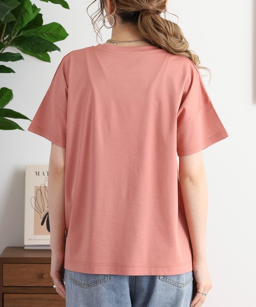 BRODIAEA(ブローディア)の「BRODIAEA プレミアムコットンTシャツ(Tシャツ/カットソー・レディース・サックスブルー/ブラック/モスグリーン/キャメル/オフホワイト/ピンク・40)」の8枚目の写真