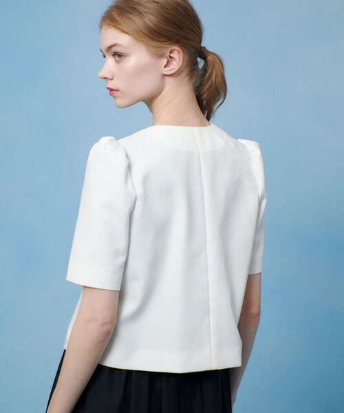 LOULOU WILLOUGHBY】ブライトリネン半袖ジャケット（ノーカラー