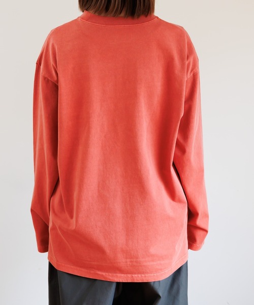MAKE YOUR DAY(メイクユアデイ)の「EASY PEASY製品染め長袖T■パパサイズ(Tシャツ/カットソー・メンズ・レッド/モカ・L/M)」の6枚目の写真