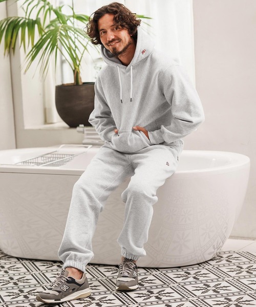 1minute 1second(ワンミニットワンセカンド)の「mp13848-12oz heavy weight pants with logo print スウェットパンツ(スウェットパンツ・メンズ・ブラック/アッシュ・M/L/XL)」の8枚目の写真