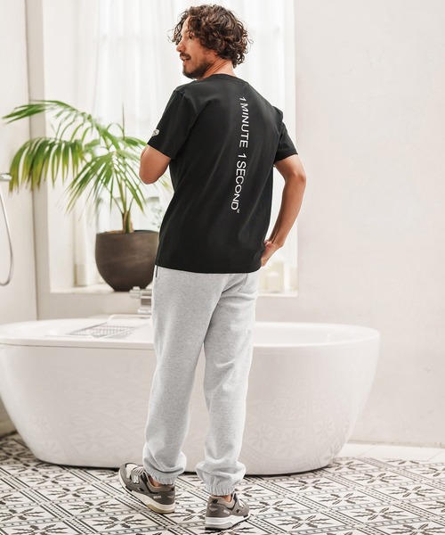 1minute 1second(ワンミニットワンセカンド)の「mp13848-12oz heavy weight pants with logo print スウェットパンツ(スウェットパンツ・メンズ・ブラック/アッシュ・M/L/XL)」の9枚目の写真
