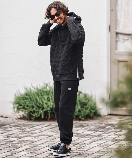 1minute 1second(ワンミニットワンセカンド)の「mp13848-12oz heavy weight pants with logo print スウェットパンツ(スウェットパンツ・メンズ・ブラック/アッシュ・M/L/XL)」の14枚目の写真