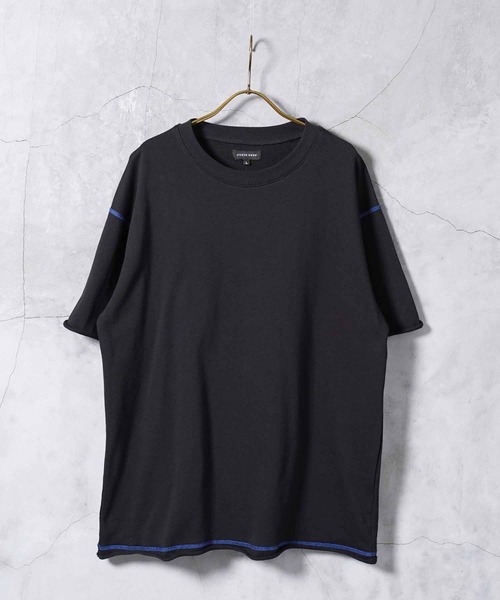 jiggys shop(ジギーズショップ)の「カットオフ 切りっぱなし 配色ステッチ 半袖 ライトスウェットTシャツ(Tシャツ/カットソー・メンズ・チャコールグレー/ブラック/ベージュ/ネイビー・MEDIUM/LARGE/X-LARGE)」の9枚目の写真