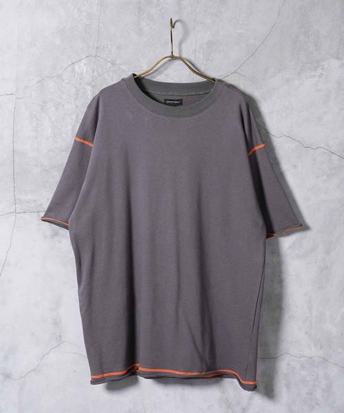 jiggys shop(ジギーズショップ)の「カットオフ 切りっぱなし 配色ステッチ 半袖 ライトスウェットTシャツ(Tシャツ/カットソー・メンズ・チャコールグレー/ブラック/ベージュ/ネイビー・MEDIUM/LARGE/X-LARGE)」の11枚目の写真