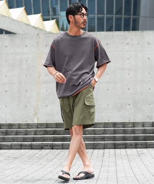 jiggys shop(ジギーズショップ)の「カットオフ 切りっぱなし 配色ステッチ 半袖 ライトスウェットTシャツ(Tシャツ/カットソー・メンズ・チャコールグレー/ブラック/ベージュ/ネイビー・MEDIUM/LARGE/X-LARGE)」の12枚目の写真