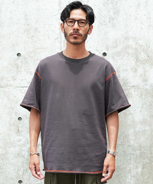 jiggys shop(ジギーズショップ)の「カットオフ 切りっぱなし 配色ステッチ 半袖 ライトスウェットTシャツ(Tシャツ/カットソー・メンズ・チャコールグレー/ブラック/ベージュ/ネイビー・MEDIUM/LARGE/X-LARGE)」の17枚目の写真