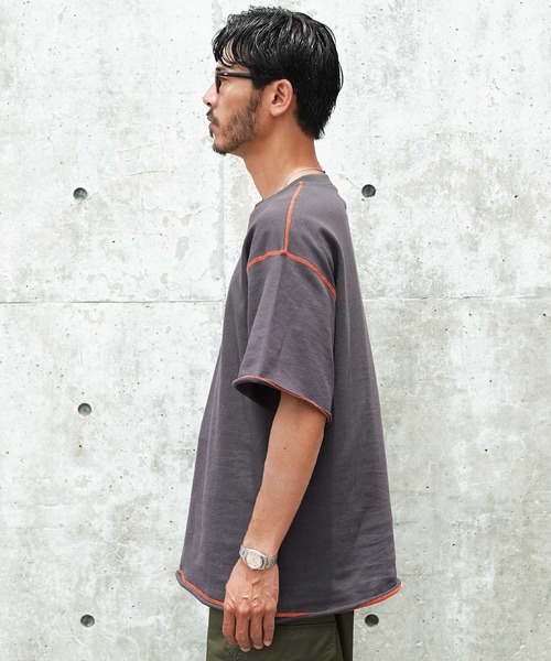 jiggys shop(ジギーズショップ)の「カットオフ 切りっぱなし 配色ステッチ 半袖 ライトスウェットTシャツ(Tシャツ/カットソー・メンズ・チャコールグレー/ブラック/ベージュ/ネイビー・MEDIUM/LARGE/X-LARGE)」の18枚目の写真