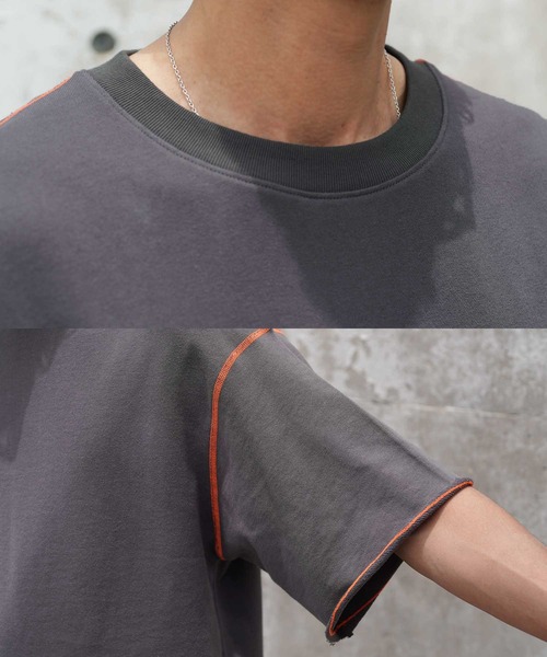 jiggys shop(ジギーズショップ)の「カットオフ 切りっぱなし 配色ステッチ 半袖 ライトスウェットTシャツ(Tシャツ/カットソー・メンズ・チャコールグレー/ブラック/ベージュ/ネイビー・MEDIUM/LARGE/X-LARGE)」の20枚目の写真